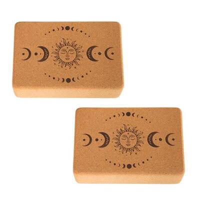 Yoga Block Set (2 Stk.) aus Kork & in mittlerer Größe, SUN-MOON Design
