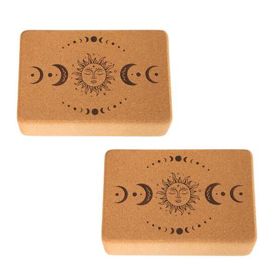 2 blocs de yoga en liège | taille moyenne et coins arrondis | LUNE