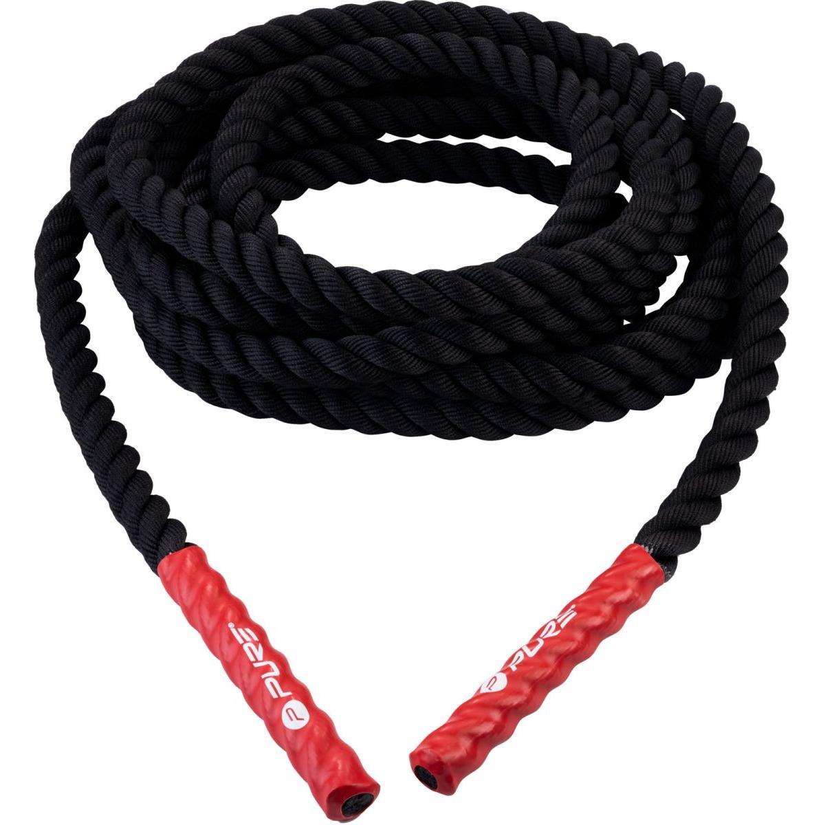 Corde ondulatoire Pure2improve 12m noire Ø3,8cm poignées rouges 3/7