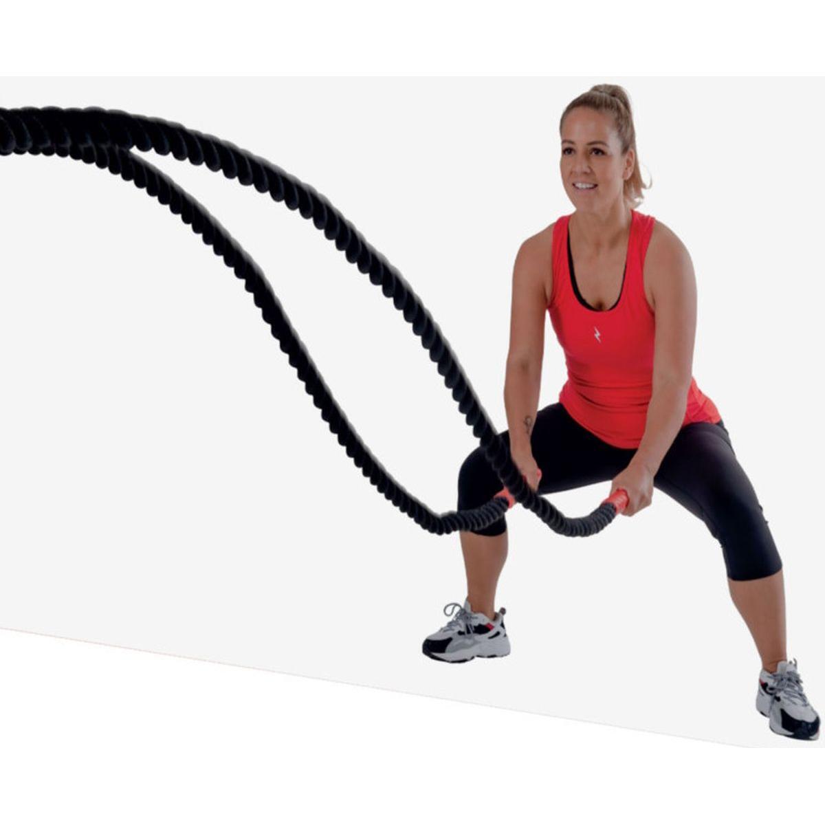 Corde ondulatoire Pure2improve 12m noire Ø3,8cm poignées rouges 7/7