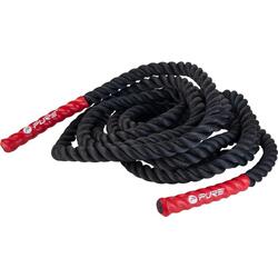 Corde ondulatoire Pure2improve 12m noire Ø3,8cm poignées rouges