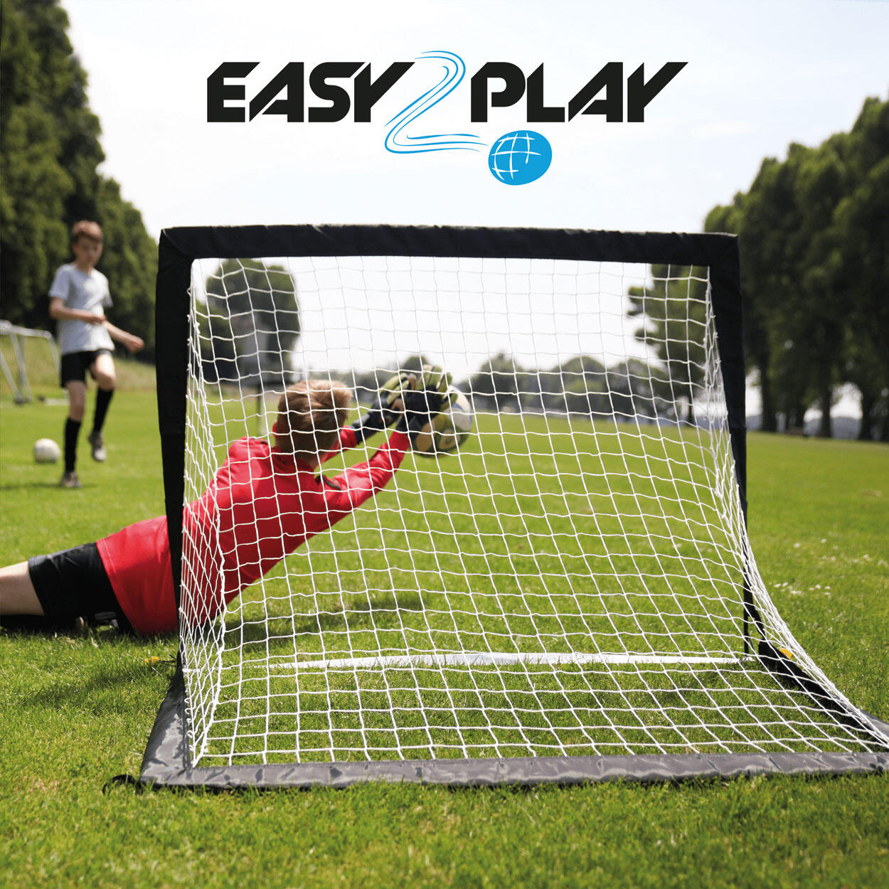 Juego de 2 porterías de fútbol plegables con estructura de metal, para