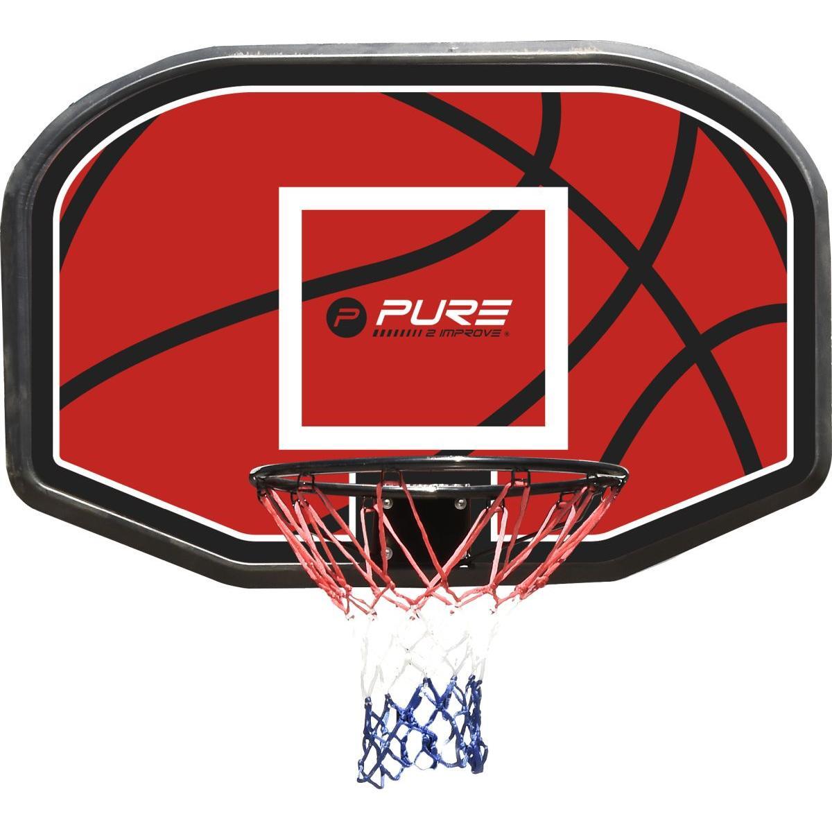PURE2IMPROVE Basketbalbord 110x73 Cm Geschikt Voor Buiten Geleverd Met Net En Hoepel