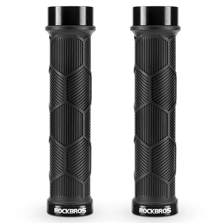 Par de grips de bicicleta com tampas reflexivas - Preto