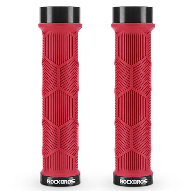 Par de grips de bicicleta com tampas reflexivas - Vermelho