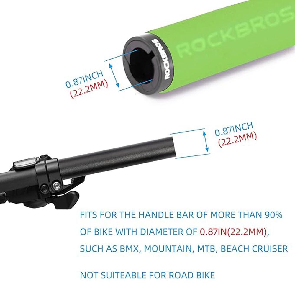 Par de grips de bicicleta de espuma - verde e preto 3/7