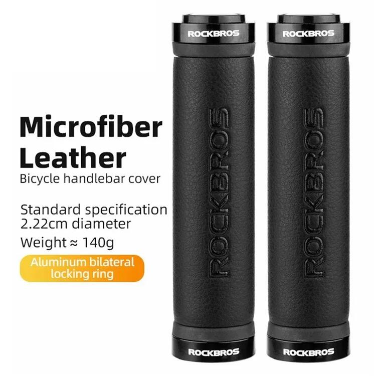 Par de puños de bicicleta de microfibra y cuero 2/7