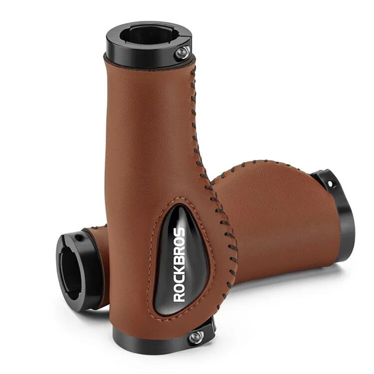Par de grips de bicicleta de montanha antiderrapantes e amortecedores - marrom