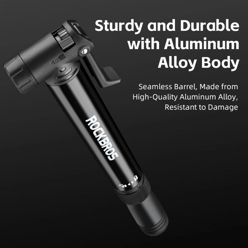 Pompă de picior biciclete design compact, umflare rapidă, Negru