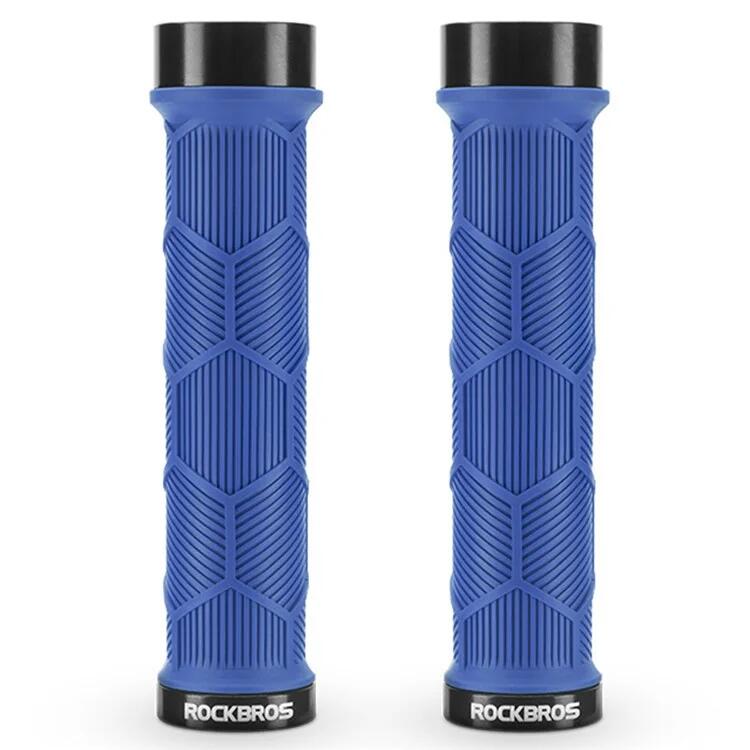 Par de grips de bicicleta com tampas reflexivas - azul