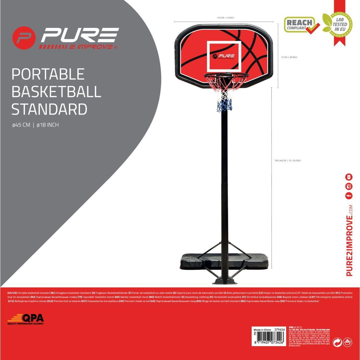 Höhe des Basketballkorbs 1,90-3,40 m Pure2Improve 3/7