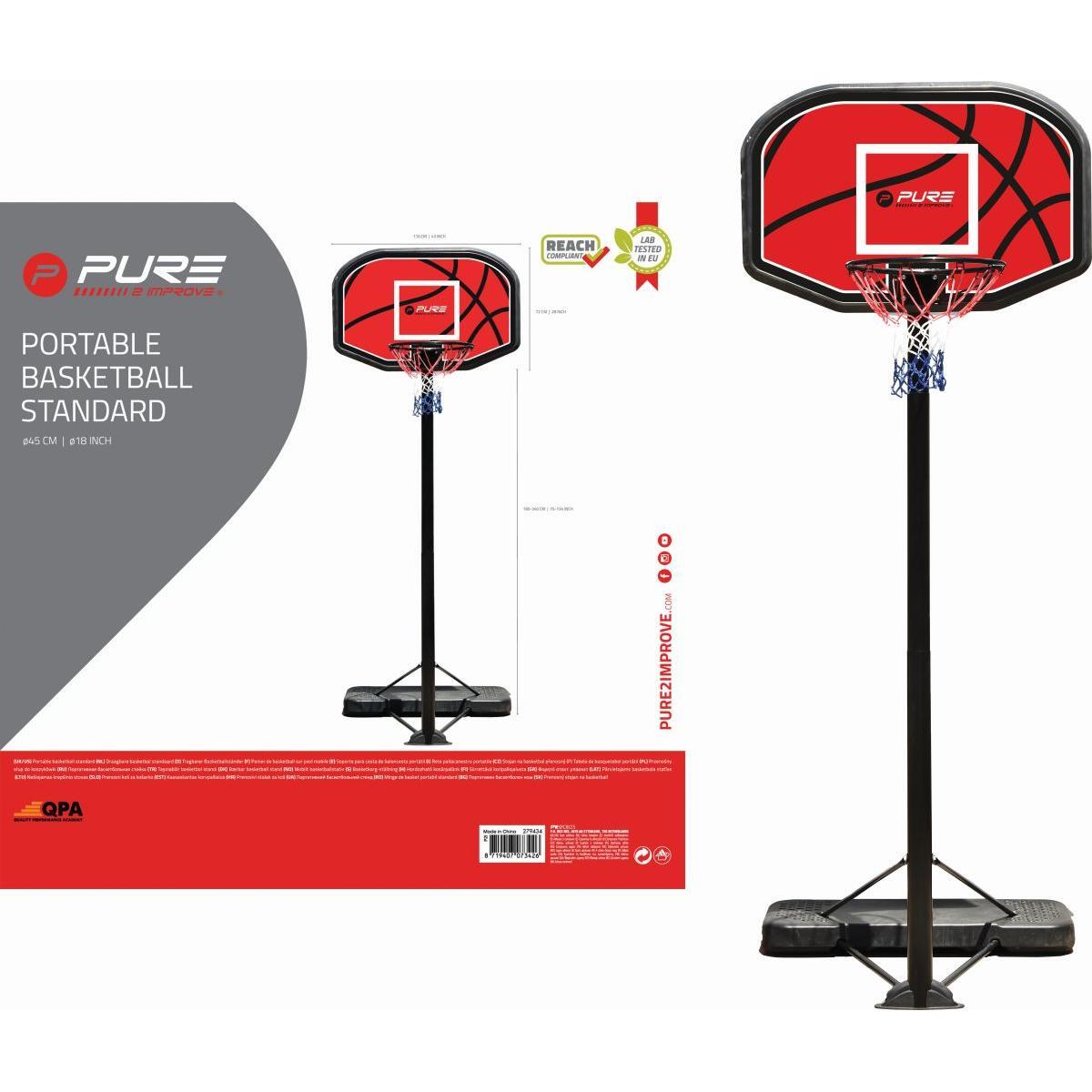 Höhe des Basketballkorbs 1,90-3,40 m Pure2Improve 6/7