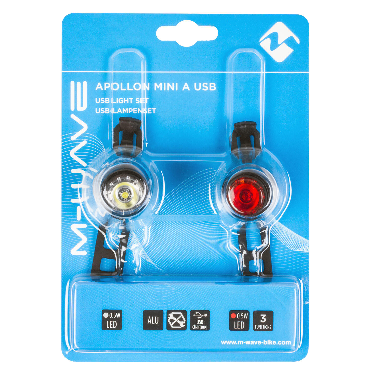 M-Wave Apollon Mini Kit d'éclairage Led 360° Visibilité Noir 5/5