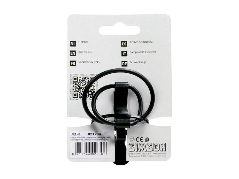 Cloche À Vélo Micro 23Mm Avec Fermeture Elastique En Caoutchouc - Noir 4/5