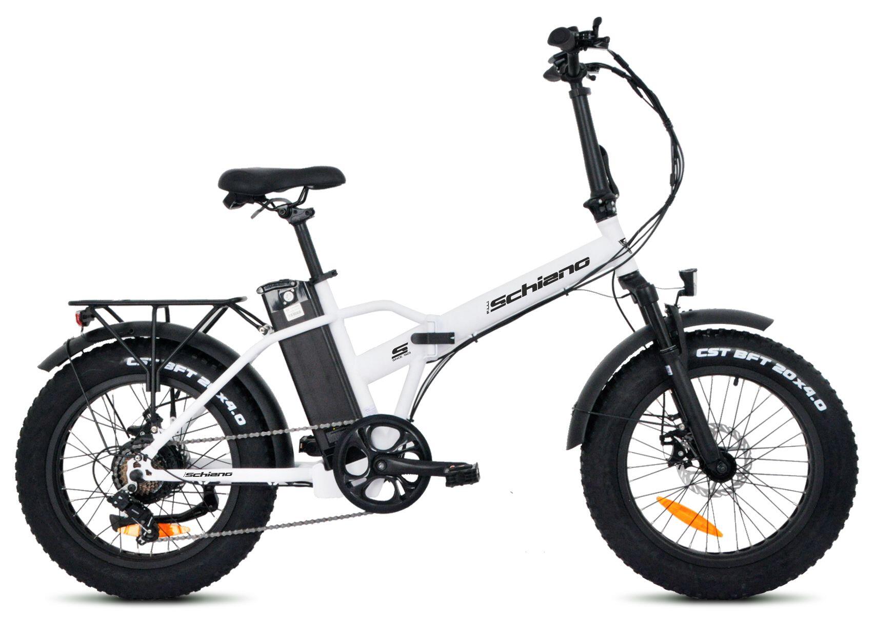 F.LLI SCHIANO Fat pieghevole 20″ acciaio, bici elettrica, ammortizzata, bianca