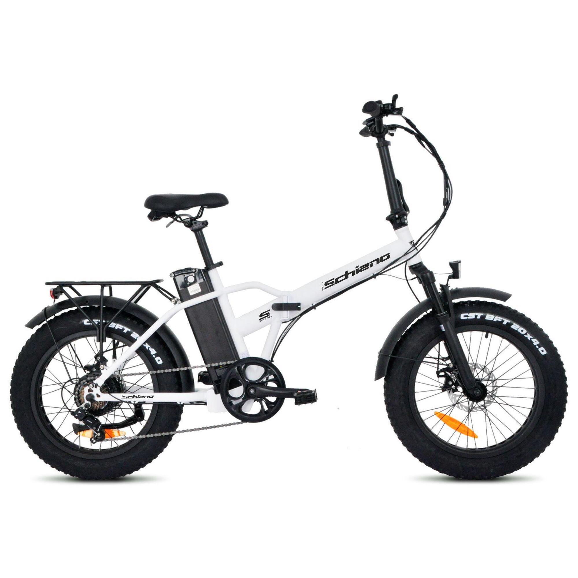 Fat dobrável em aço 20′′, bicicleta elétrica, almofadada, branca