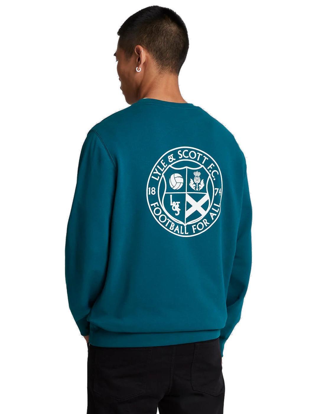 Maillot et sweat-shirt pour homme Lyle & Scott avec motif de football, bleu. 3/4