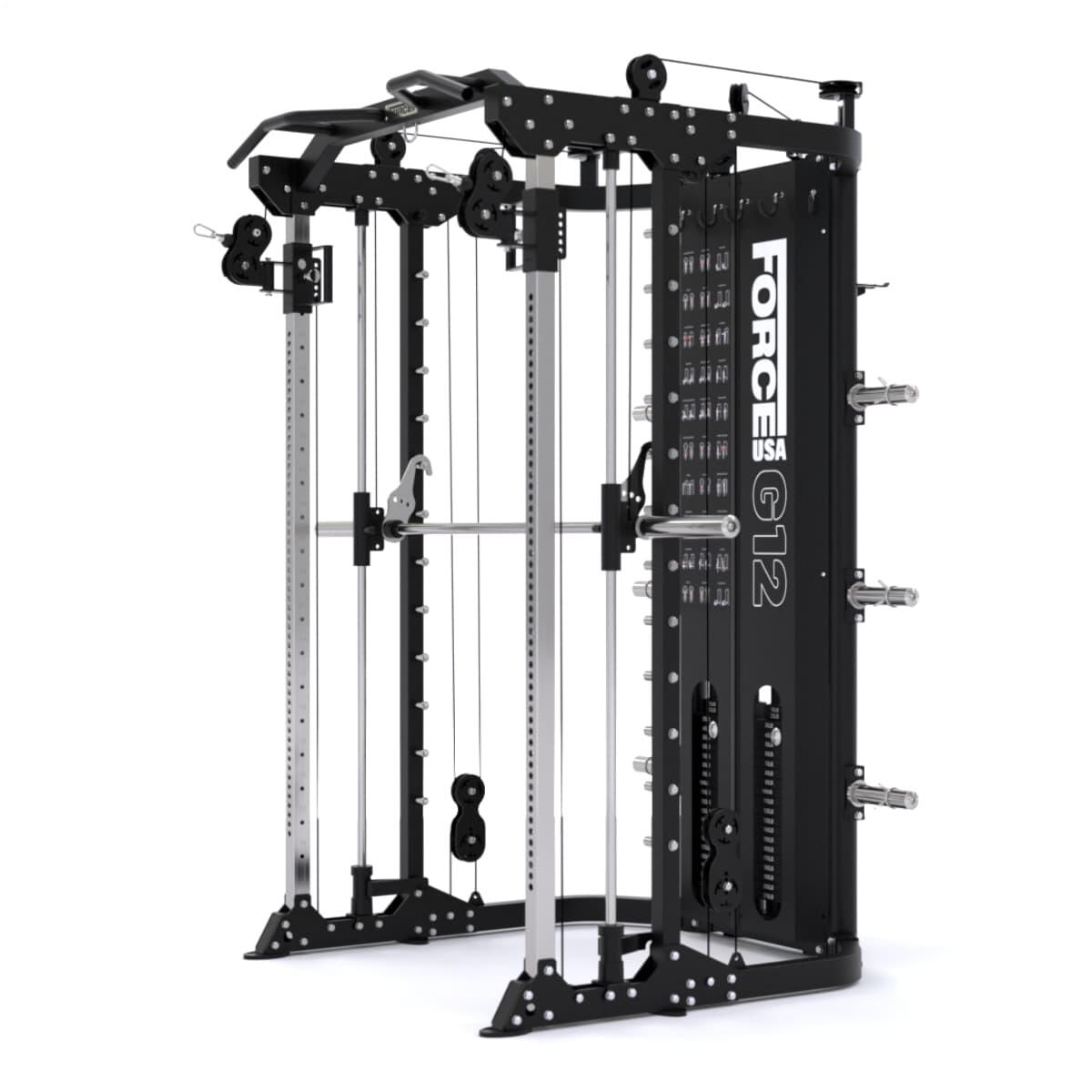 G12™ V2 All-In-One Trainer - Doble Polea (2 x 100 kg), Máquina Smith, Rack y 3/5
