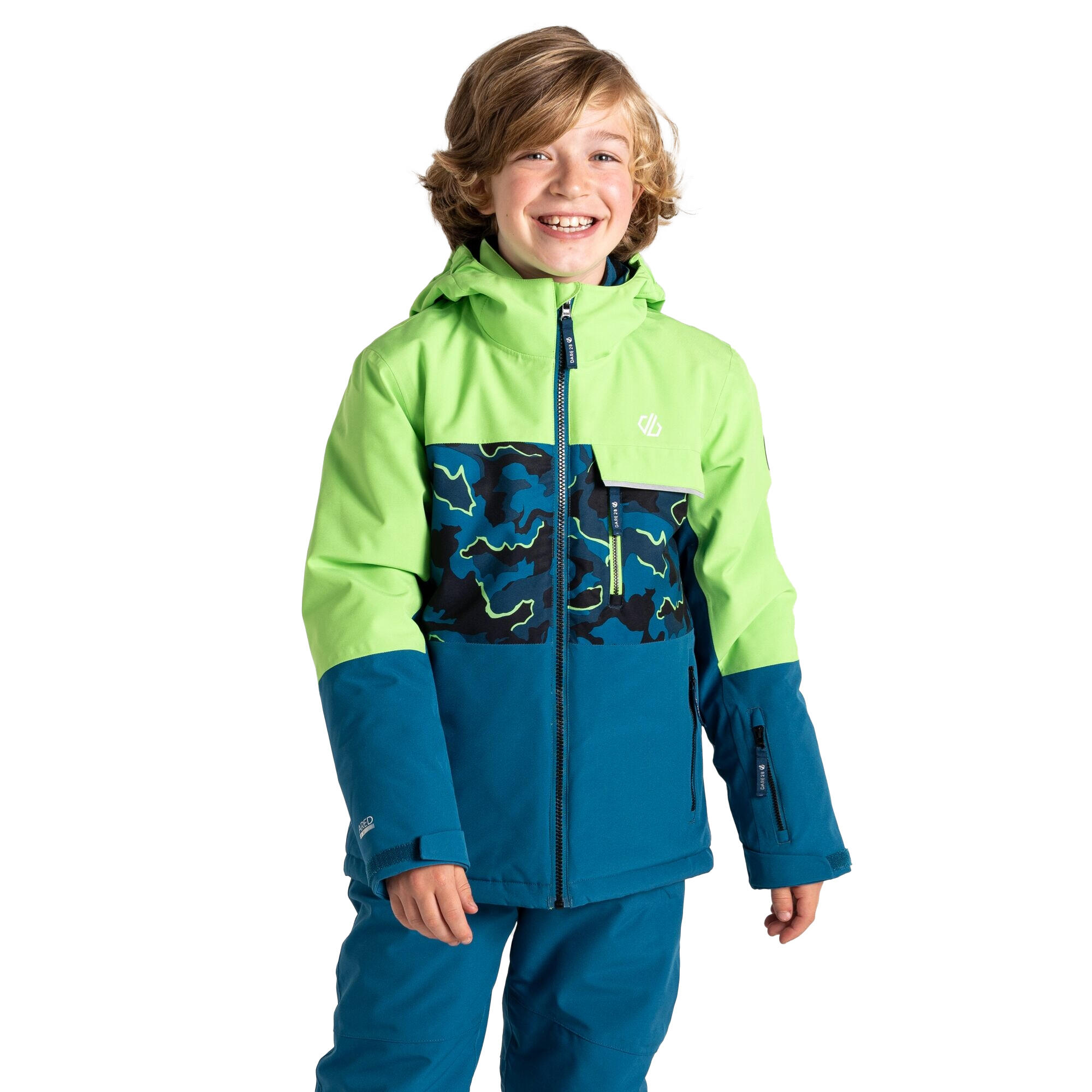 Childrens/Kids Traverse II Camo Ski Jacket (Green Flash/Kingfisher Blue) 4/5