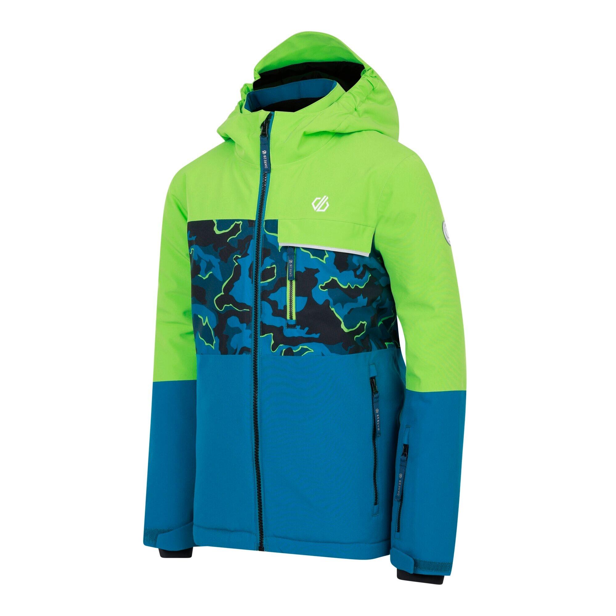 Childrens/Kids Traverse II Camo Ski Jacket (Green Flash/Kingfisher Blue) 3/5