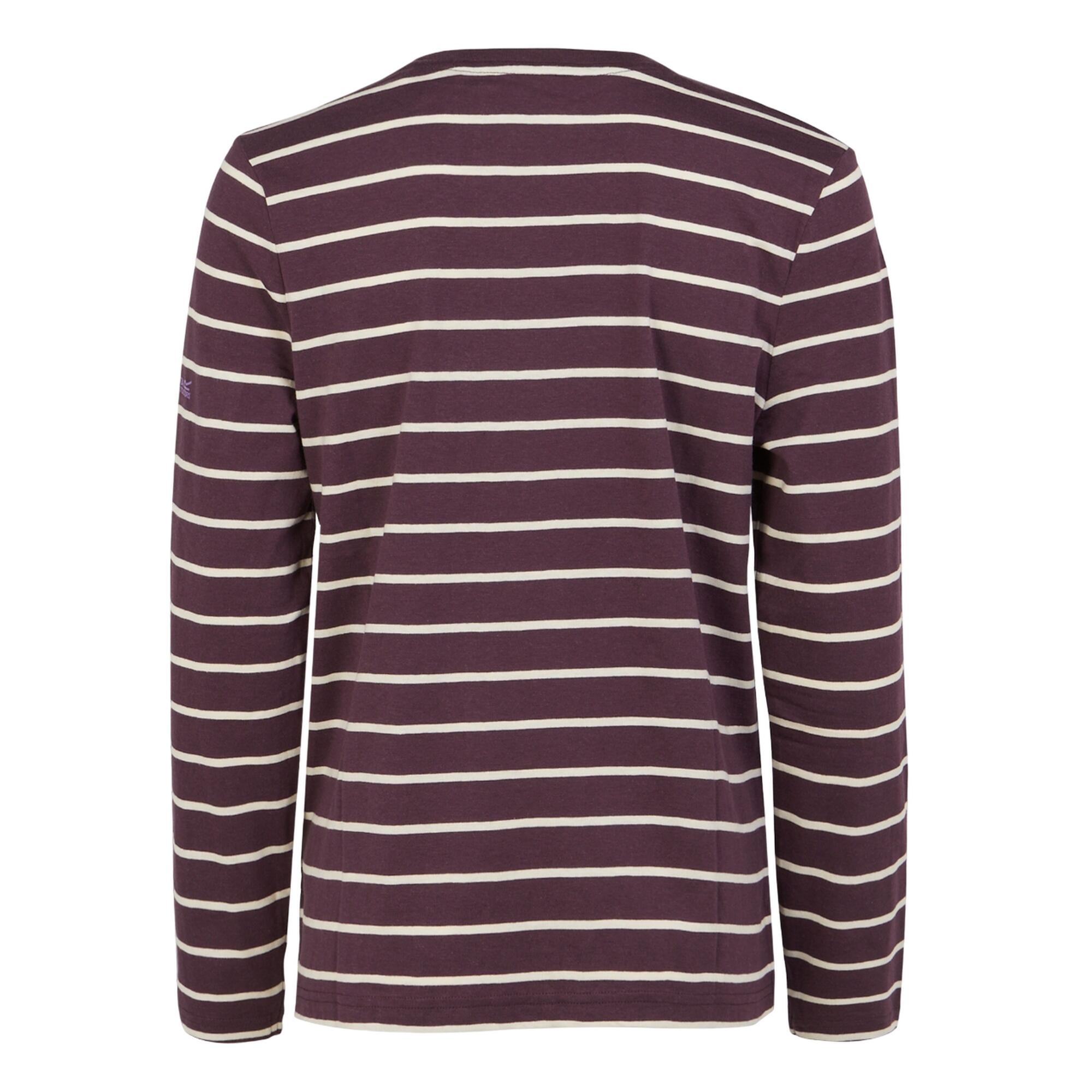 Dames Federica II Stripe Tshirt met lange mouwen (Diepe pruim/Lichte vanille) 2/5