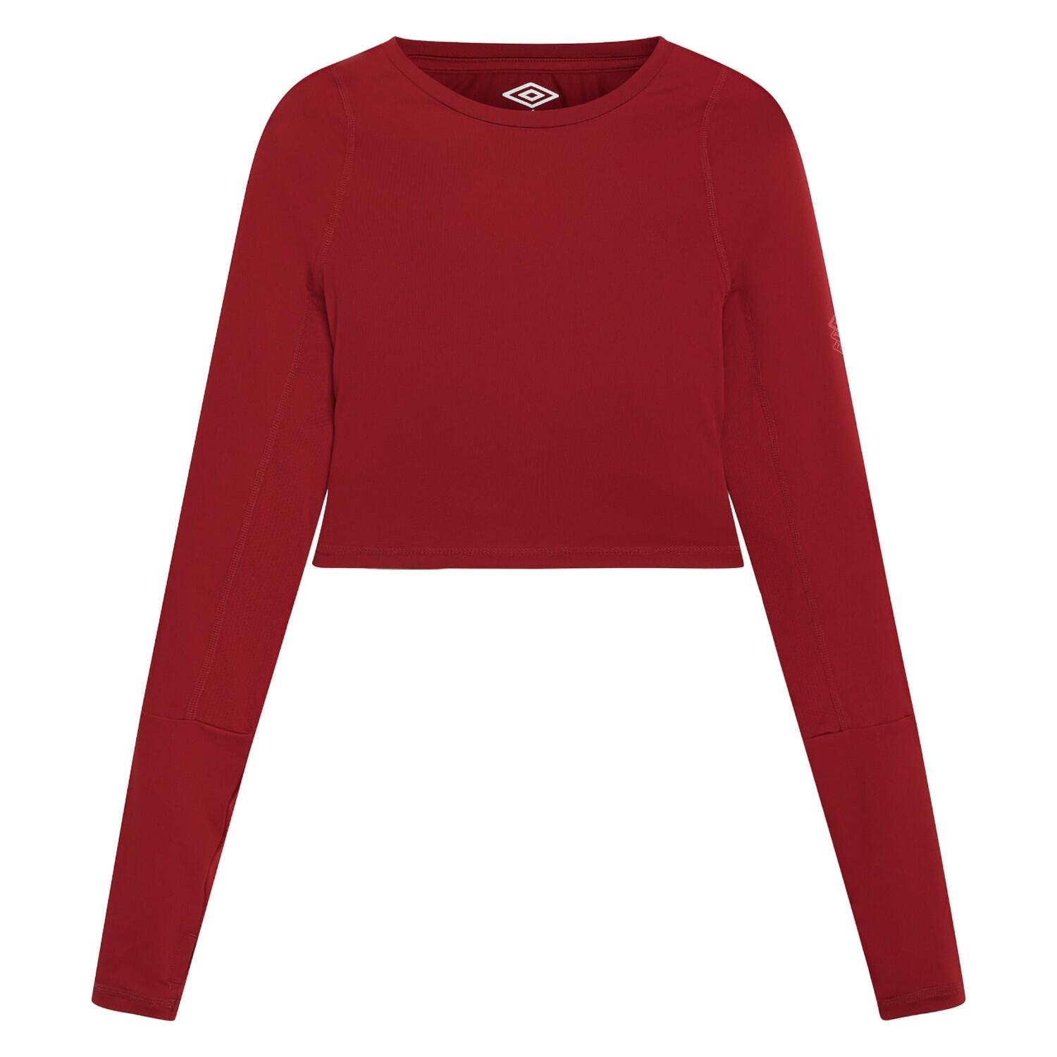 UMBRO Womens/Ladies Pro LongSleeved Training Crop Top (Sundried Tomato)