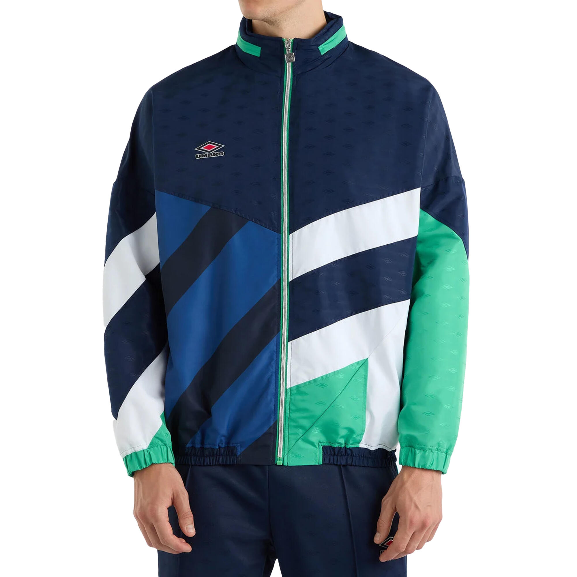 UMBRO Mens Panelled Track Jacket (Dark Navy/Peppermint Green)