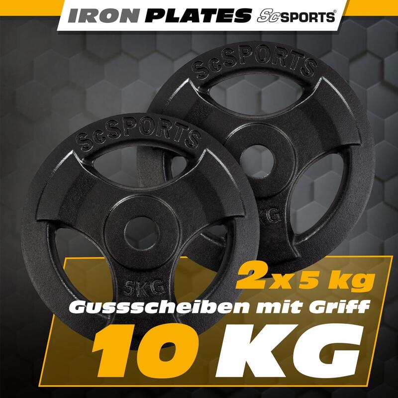 Set de discuri de greutate cu grip 10 Kg 30 si 31 mm fonta negru
