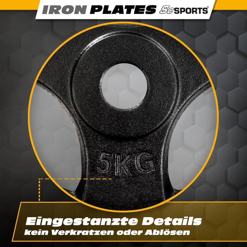 Set de discuri de greutate cu grip 10 Kg 30 si 31 mm fonta negru