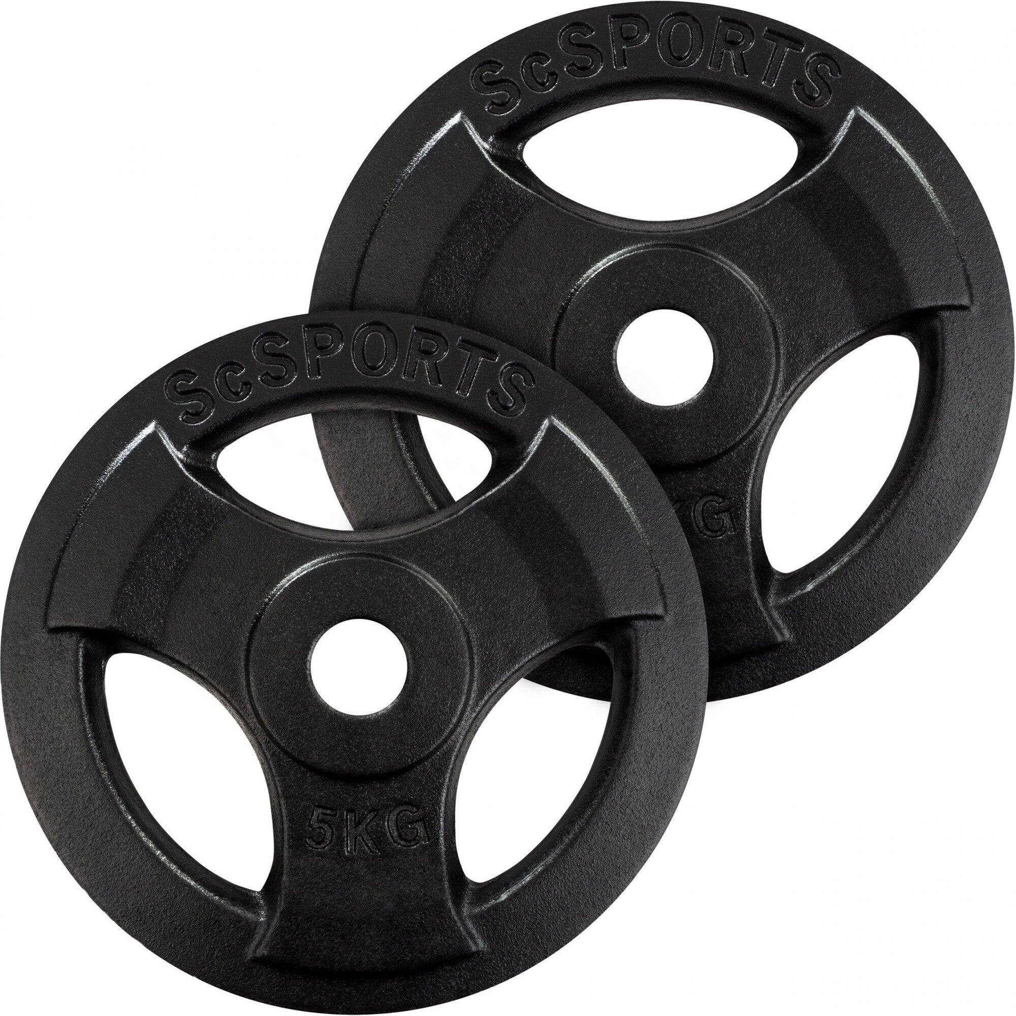 Set de discuri de greutate cu grip 10 Kg 30 si 31 mm fonta negru