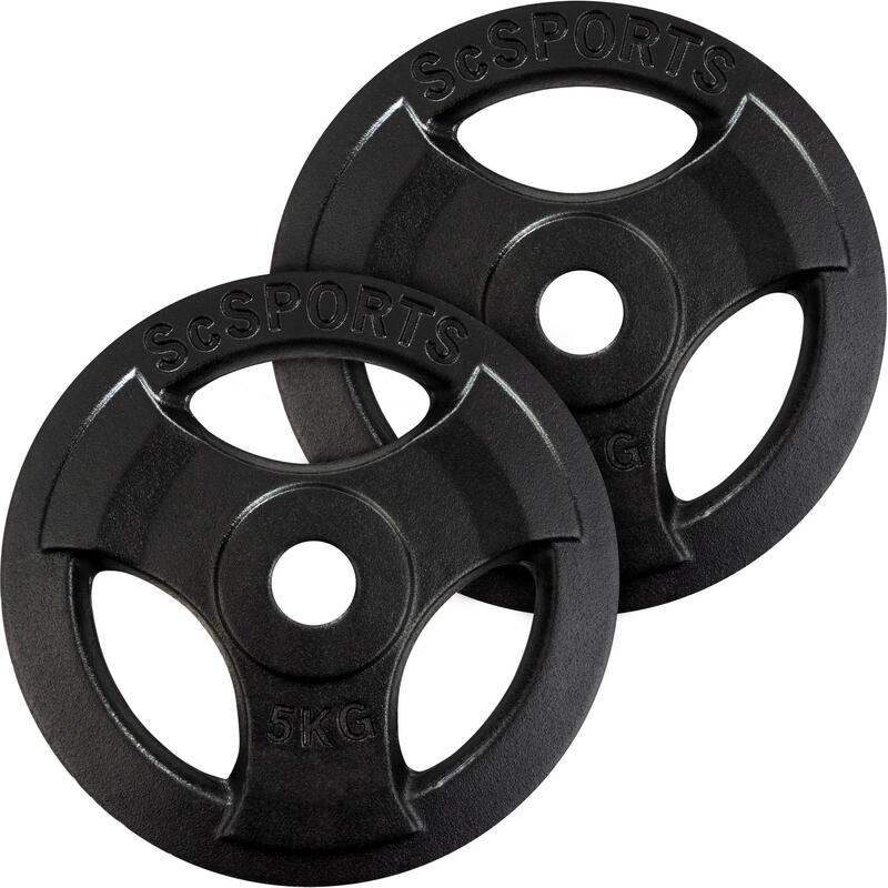 Set de discuri de greutate cu grip 10 Kg 30 si 31 mm fonta negru