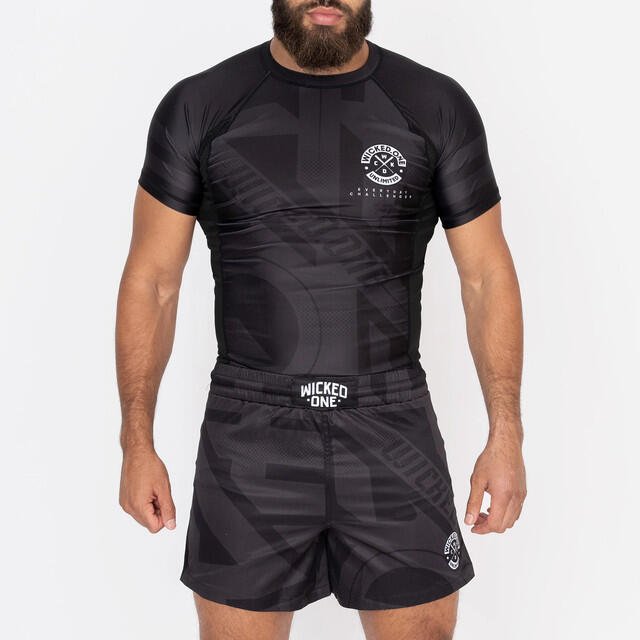 Rashguard artes marciais mistas compressão resistente Outsiderz Black 3/4