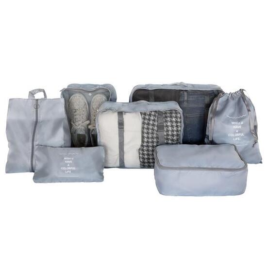 Cubes de rangement - Housses de rangement pour valise - Lot de 7 pièces Gris