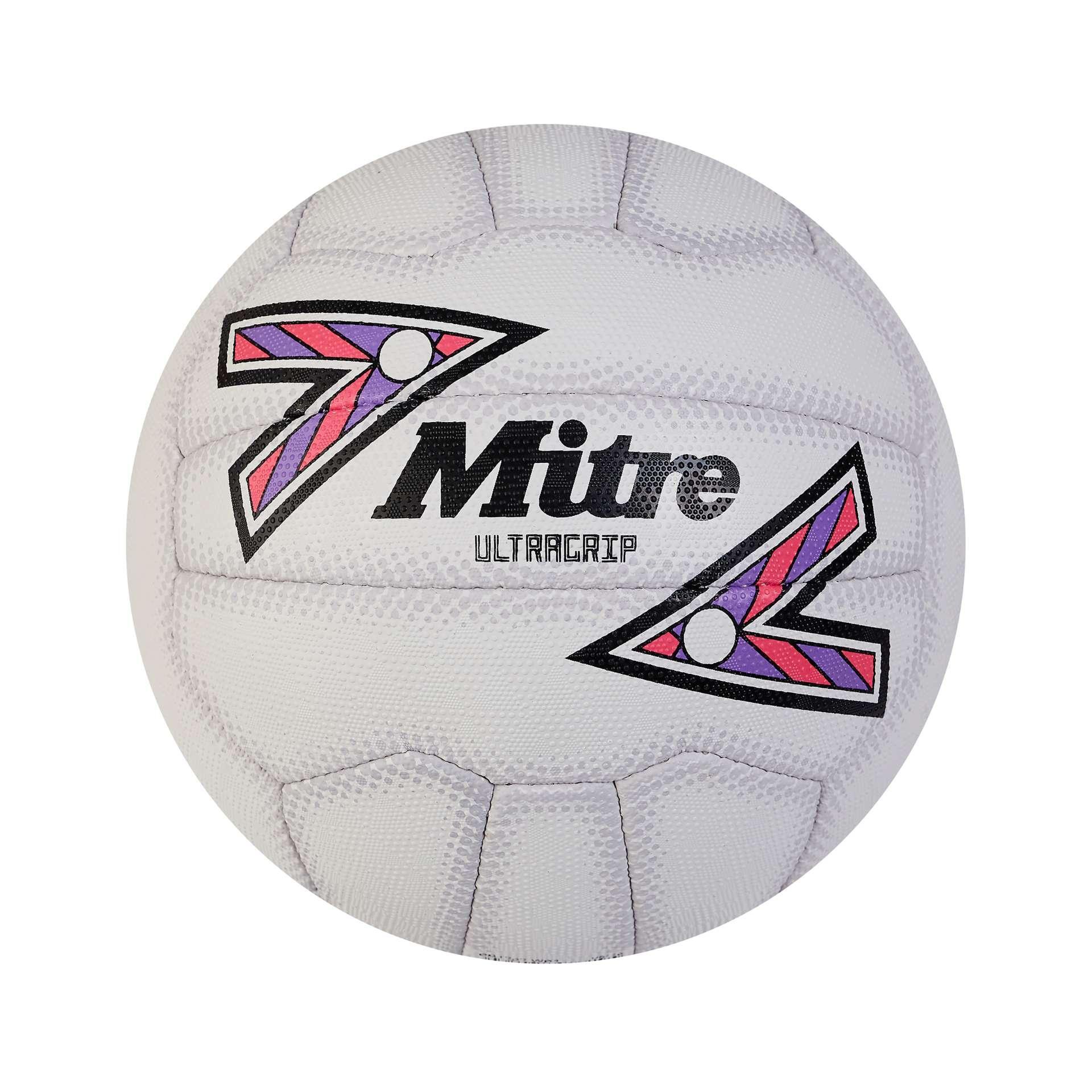 MITRE Ultragrip Netball (White/Black/Purple)