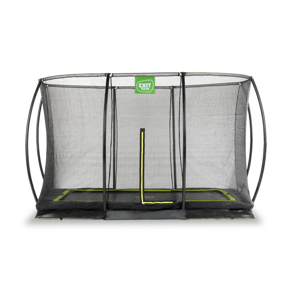 EXIT Silhouette ground trampoline 7x10ft with safety net - black