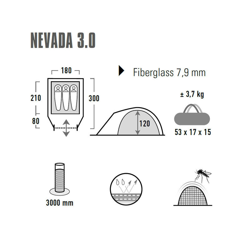 Tente dôme Igloo Camping Trekking Antichambre Nevada 3 personnes