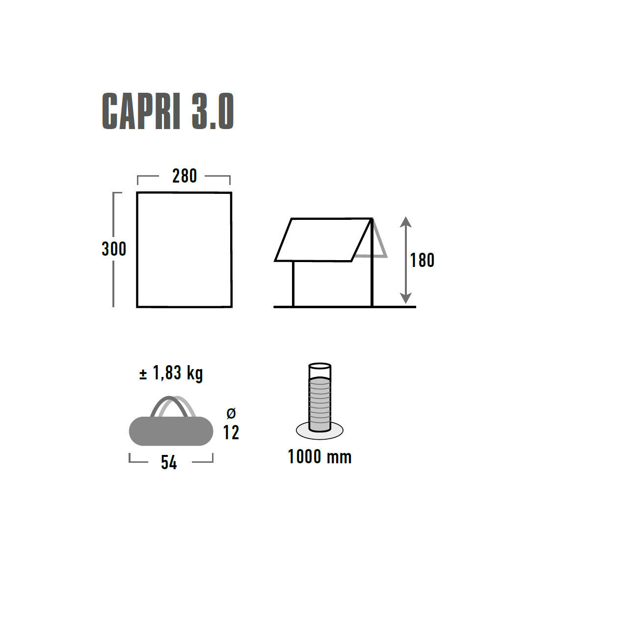 Capri 3.0 Tenda da sole Campeggio Prima della Telone Protezione UV80 3 m 4/4