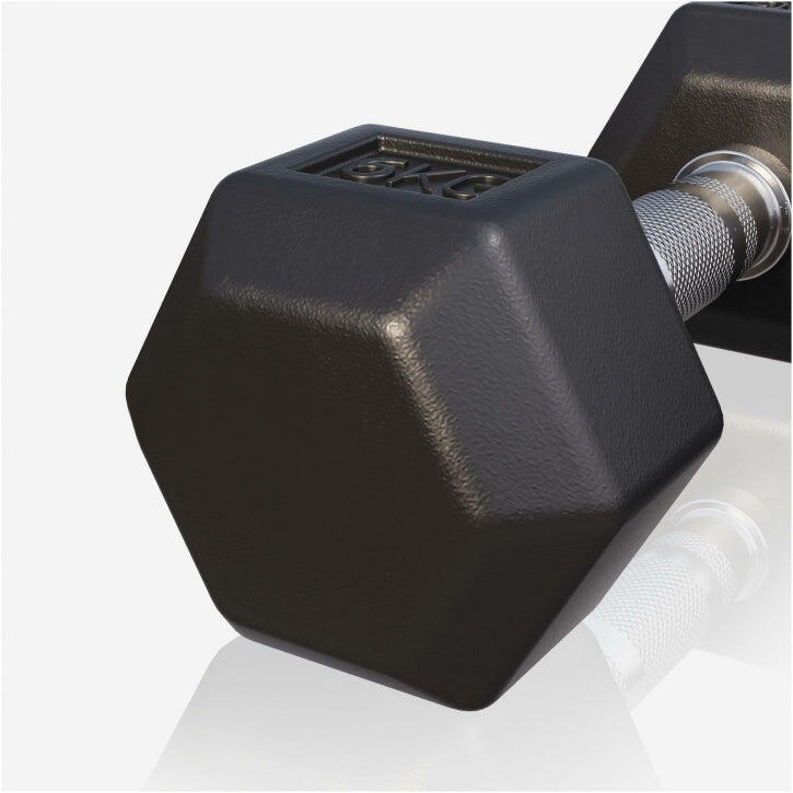 Dumbbell - 1 x 5 kg - Gietijzer - Hexagon - Halter 3/4