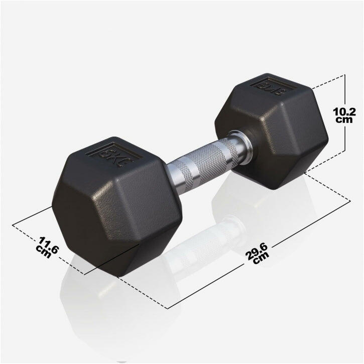 Dumbbels -  Set 14 kg - 6 & 8 kg - Hexagon - Gietijzer 4/7