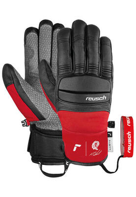 Reusch marco odermatt skihandschoenen leer zwart/rood heren