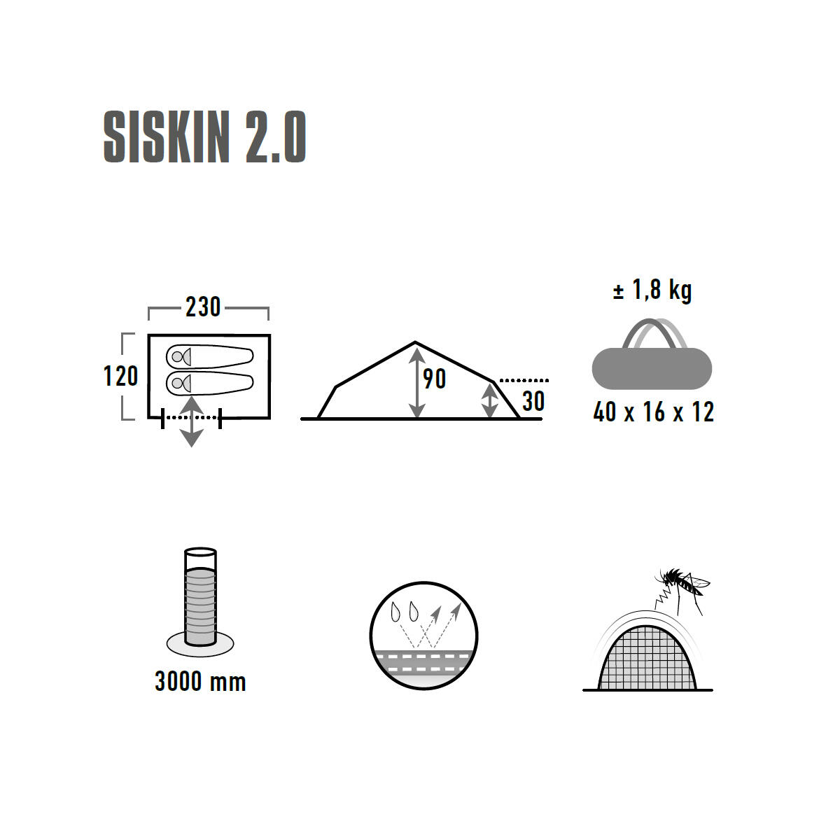 Trekkerstent Siskin 2.0 Fiets 2-persoons boogtent 1,7 kg Lichtgewicht 5/8