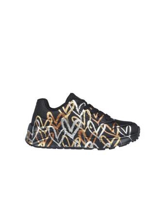 Chaussures pour fille Skechers Uno Lite Metallic Love Noir