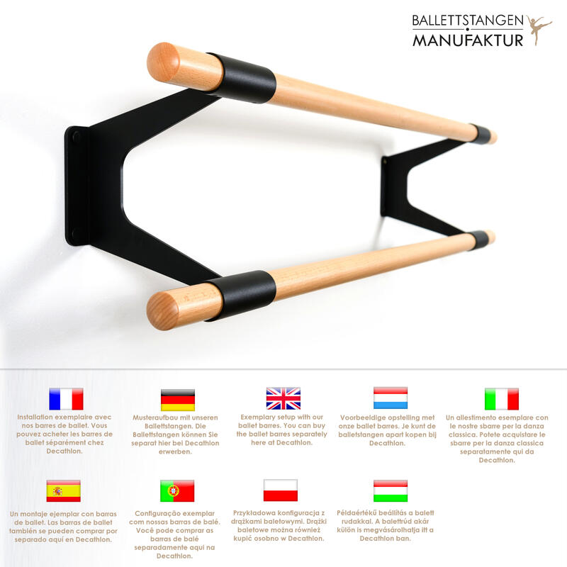 2 x Support de barres de danse classique STUDIO DUO pour doubles barres en noir