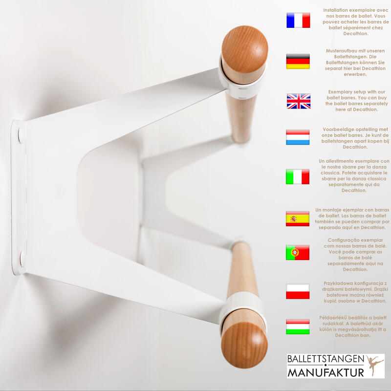 1 x Support de barres de danse classique STUDIO DUO pour doubles barres en blanc