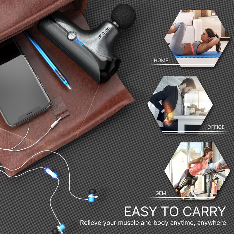 Pistolet de massage RENPHO Mini GM173 - 4 têtes de massage - 5 modes