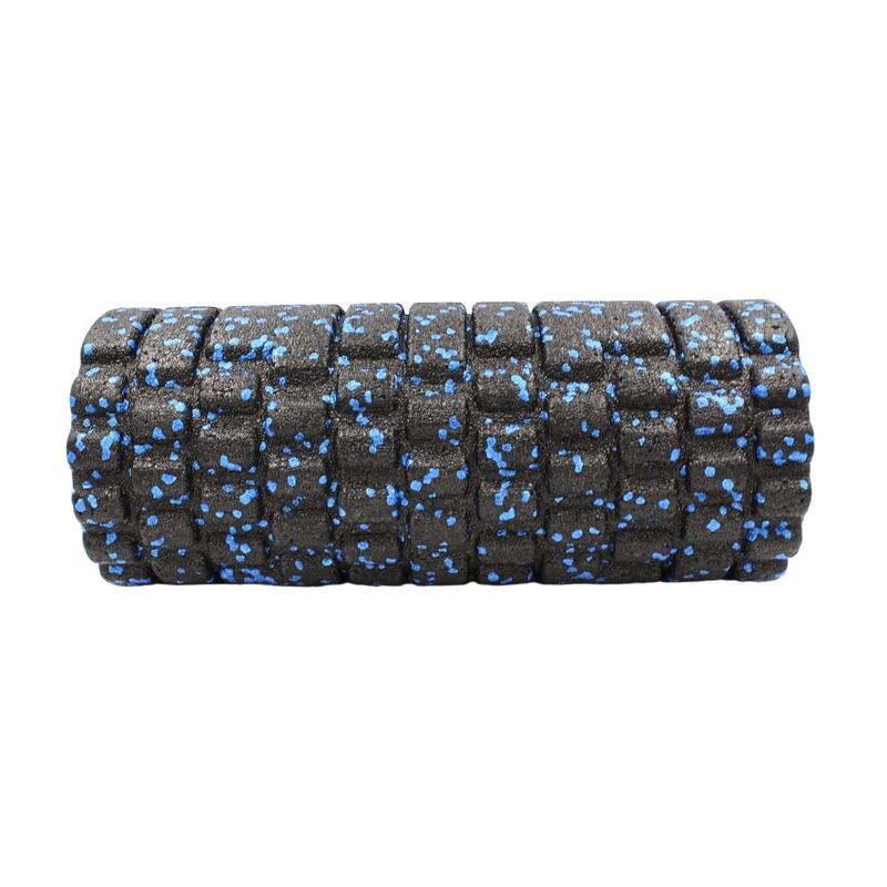 Rolă cilindru masaj XQ Max, din spumă, pentru yoga, negru cu albastru, 33x14 cm