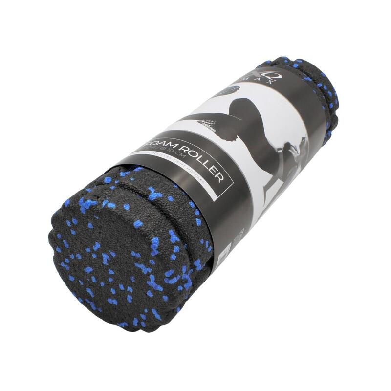 Rolă cilindru masaj XQ Max, din spumă, pentru yoga, negru cu albastru, 33x14 cm