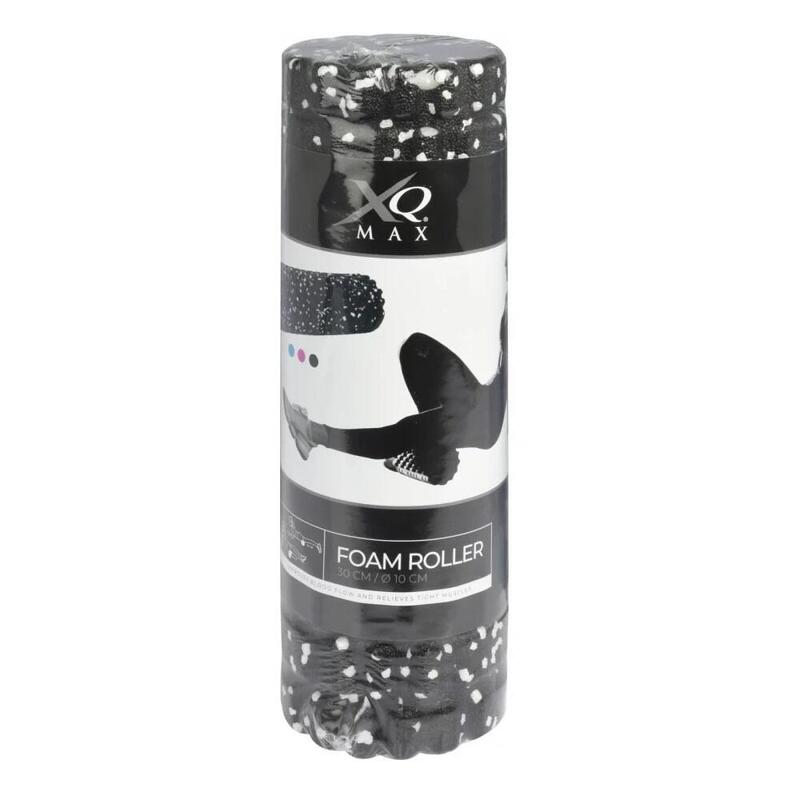 Rolă cilindru masaj XQ Max, din spumă, pentru yoga, negru cu alb, 33x14 cm