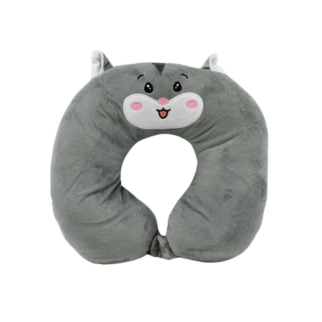 Perna de calatorie, pentru copii, culoare gri, model hamster, 31x29x8 cm