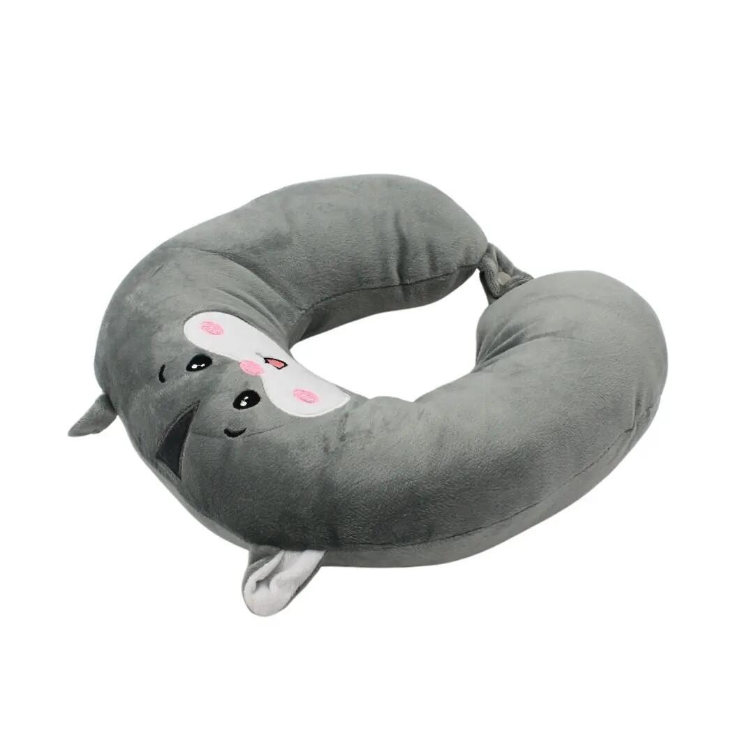 Pernă de călătorie, pentru copii, culoare gri, model hamster, 31x29x8 cm 4/4
